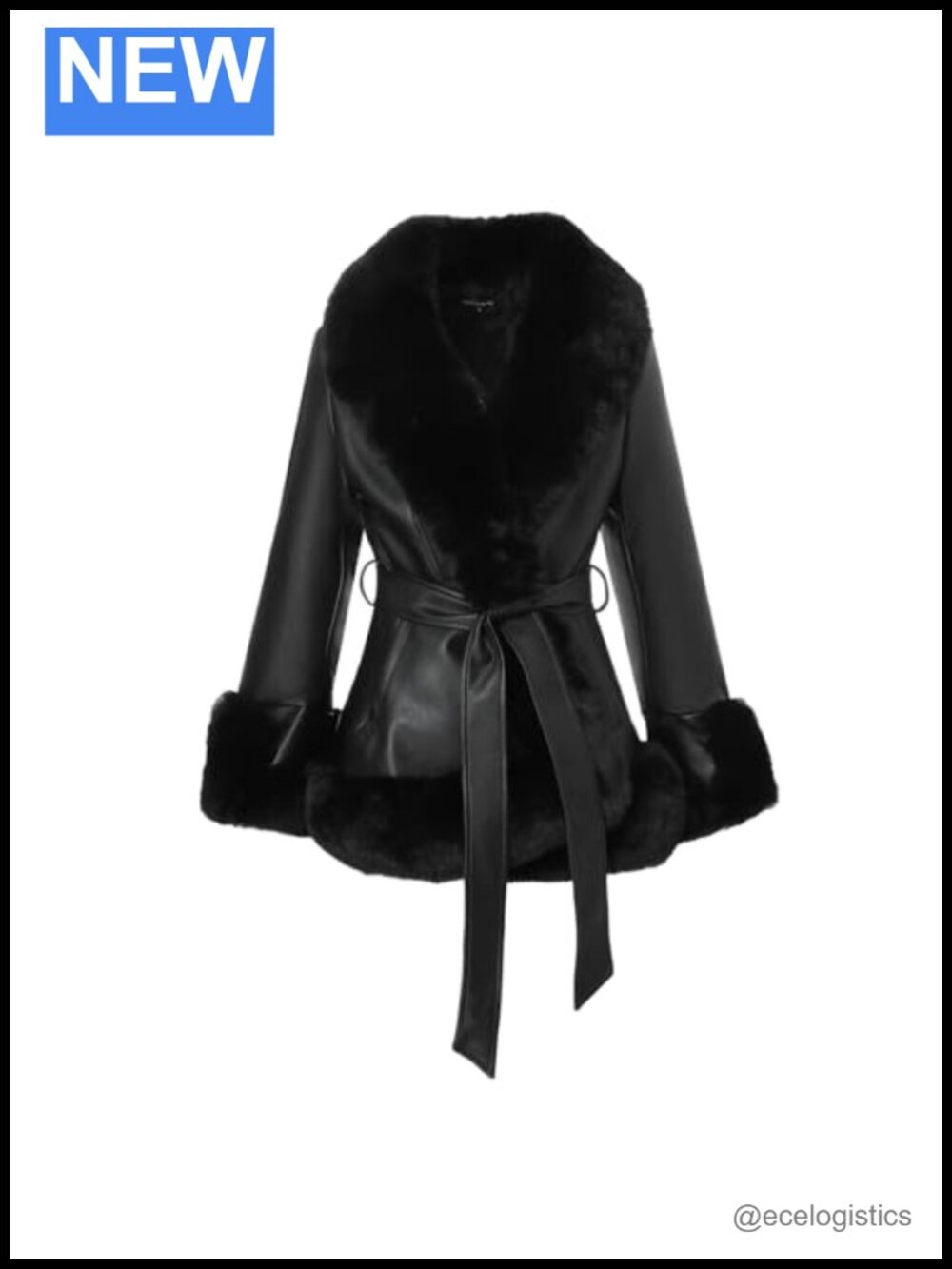 Women Cropped Faux Fur Coat Fluffy Faux Leather Shaggy Jacket